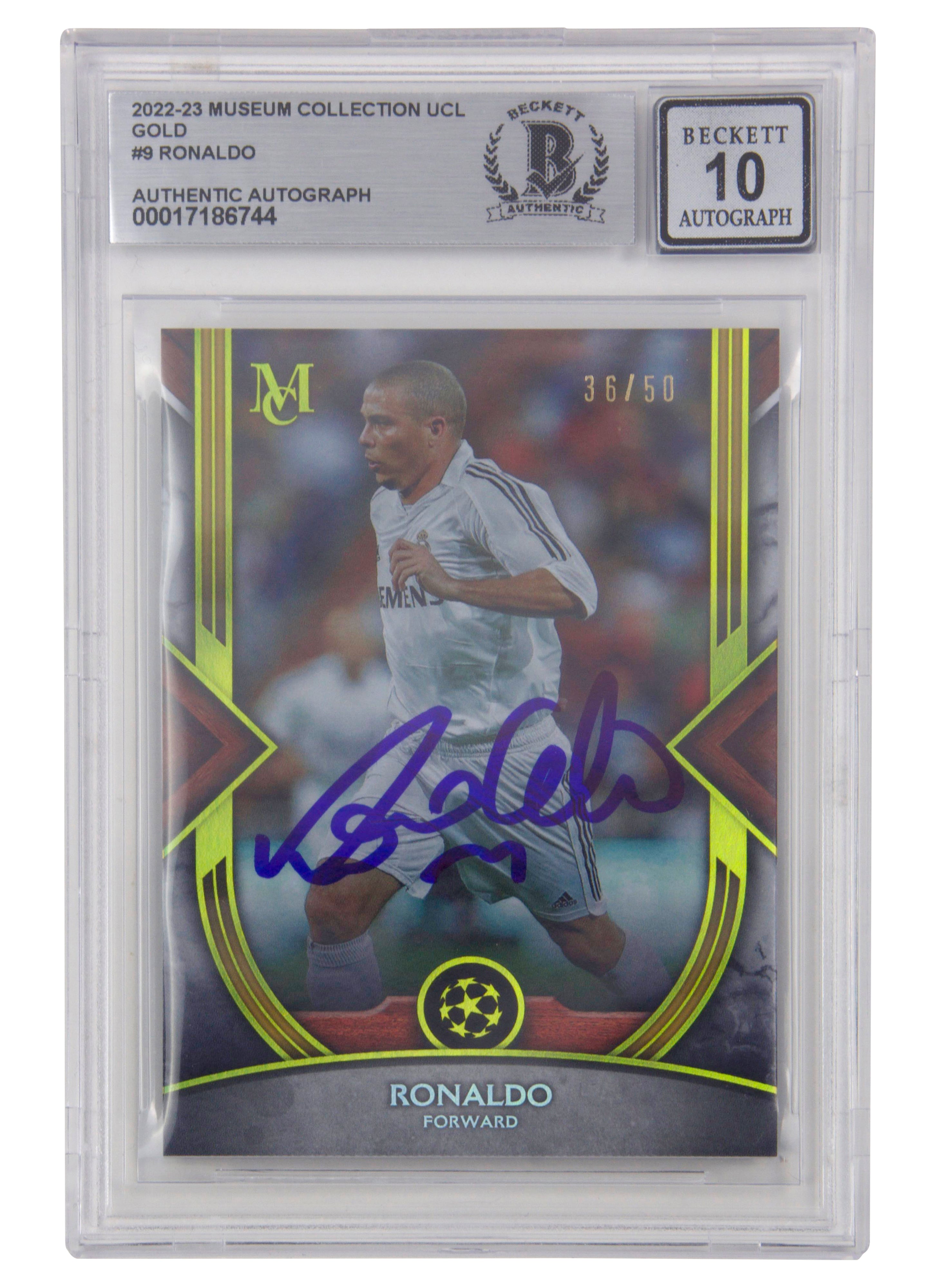 Ronaldo Nazario Signed 2022-23 Topps Museum UCL Gold /50 – BGS 10 Autograph